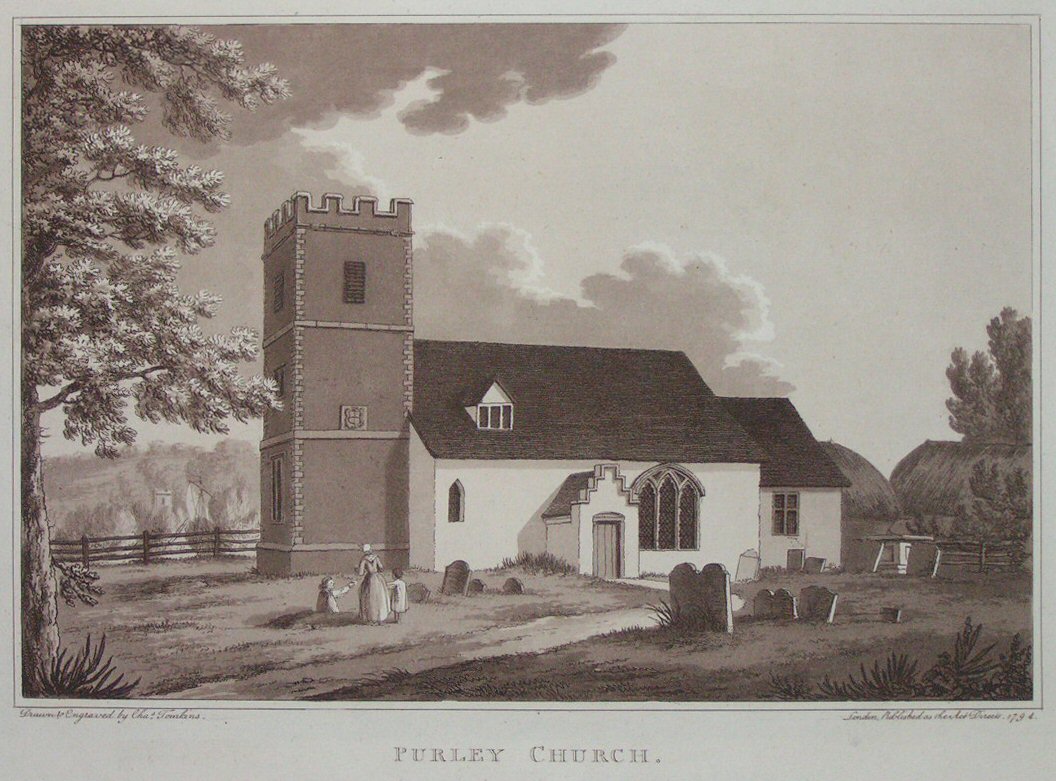 Aquatint - Purley Church. - Tomkins